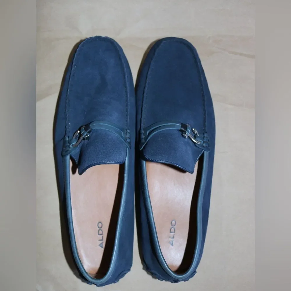 ALDO Navy Blue Suede Bit Loafers Driving Moccasins Men’s Size 12 / 45